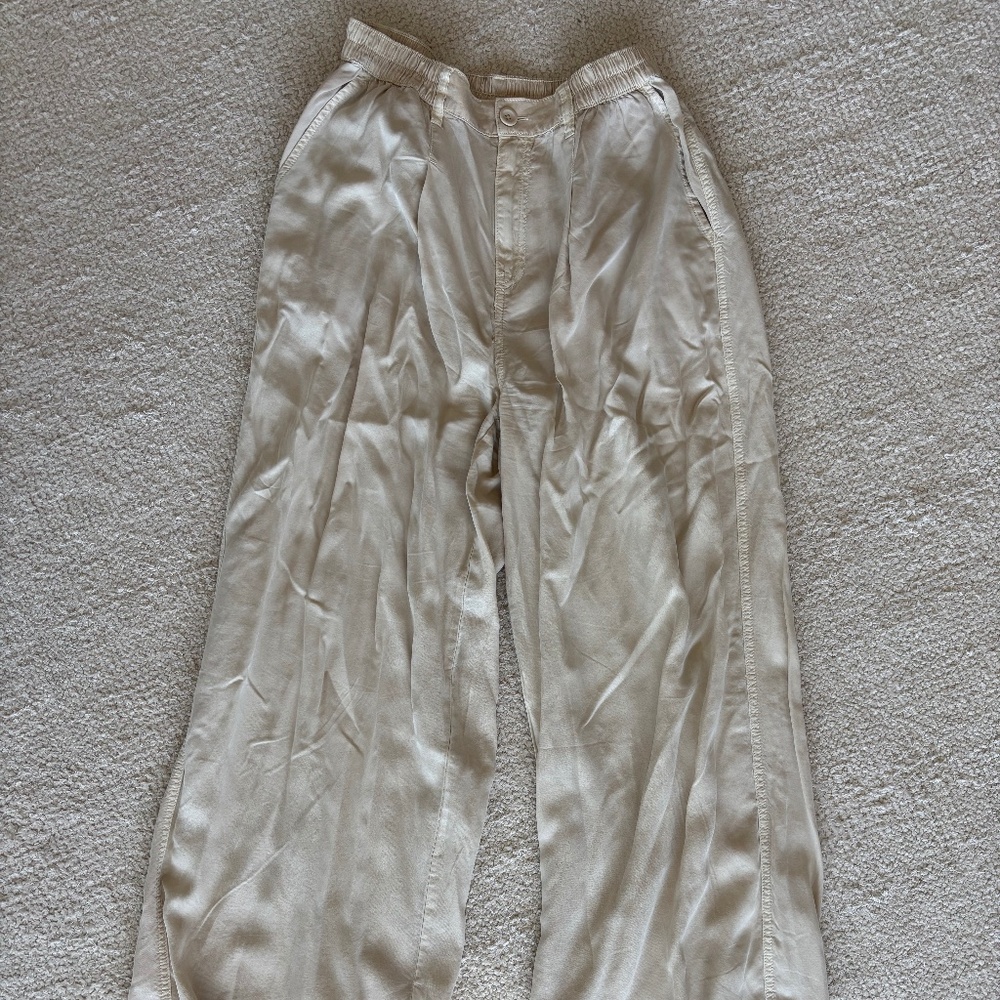 Wide leg trouser pants - cream